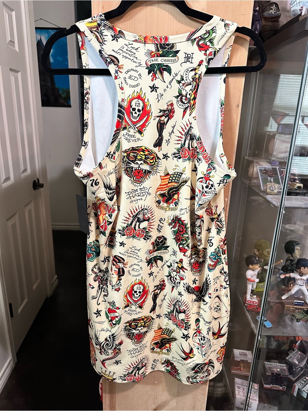 Ed Hardy All-Over Tattoo Print Racerback Tank Dress - Picture 3 of 7